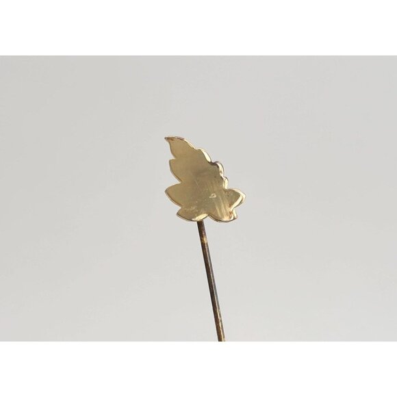 Leaf Shaped Gold Toned Classic Vintage Stick Pin | Hat Pin | Lapel Pin - Picture 1 of 9